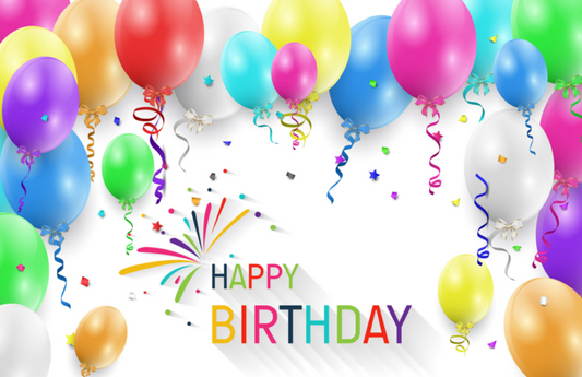 Happy Birthday With Balloons And Confetti