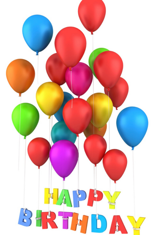 Happy Birthday Attached To Balloons
