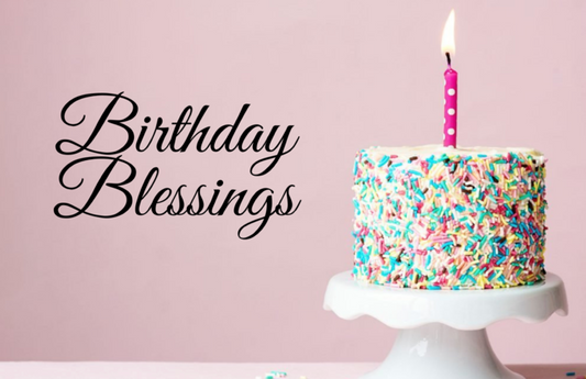 Birthday Blessings With Cake And A Candle