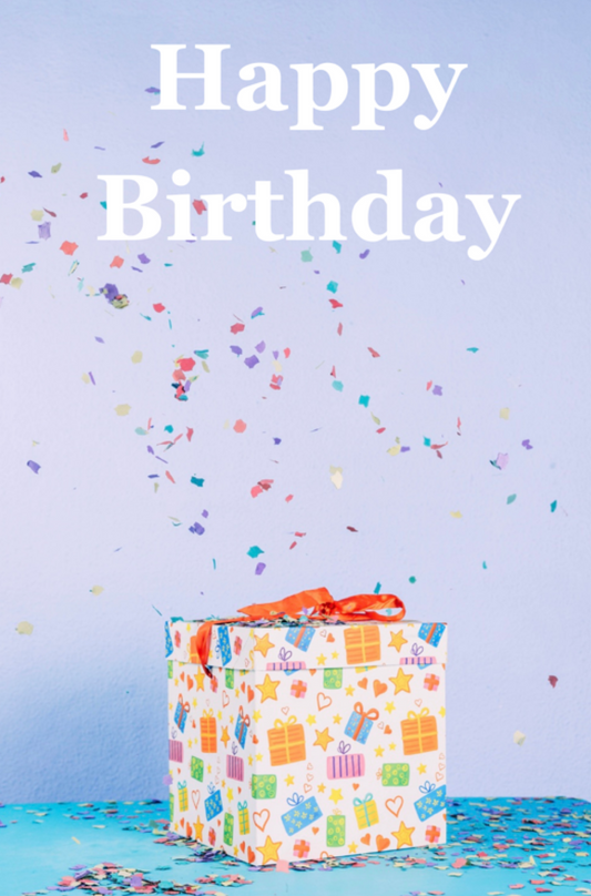Happy Birthday With Confetti And One Gift