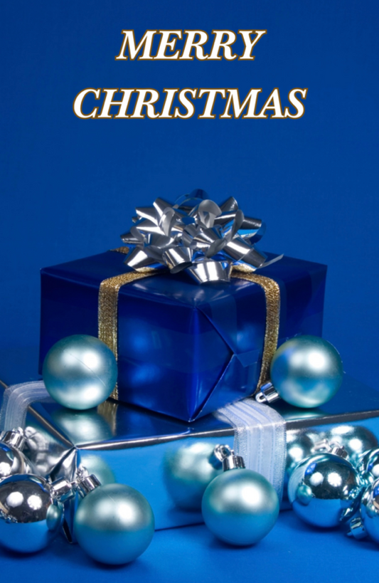 Merry Christmas With Two Gifts And Ornaments