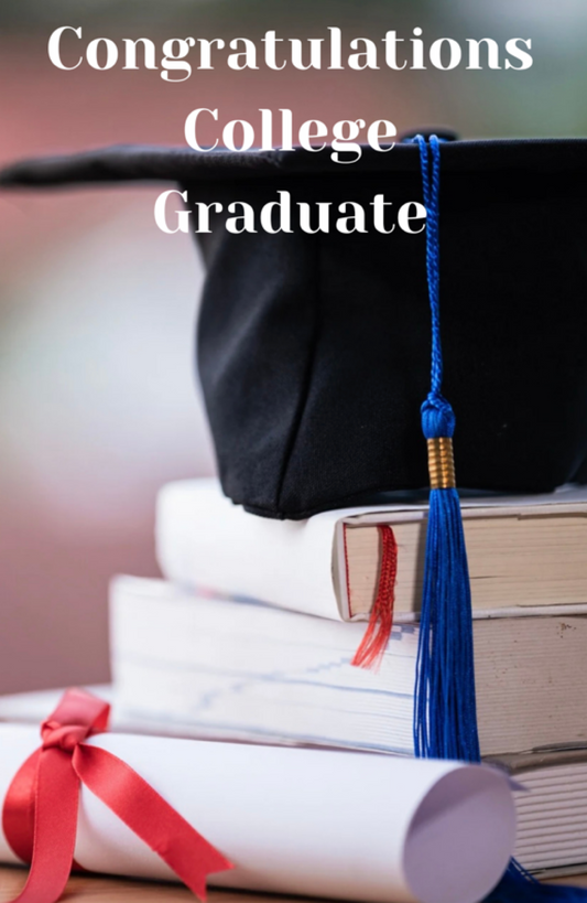 Congratulations College Graduate With Cap, Diploma And Books