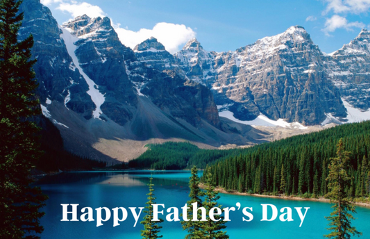 Happy Father’s Day With Mountains, Trees And Water