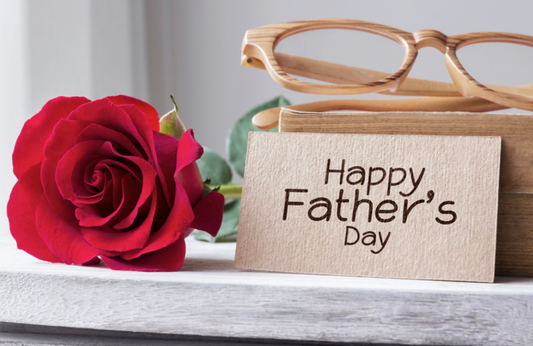 Happy Father’s Day With Eyeglasses And A Red Rose
