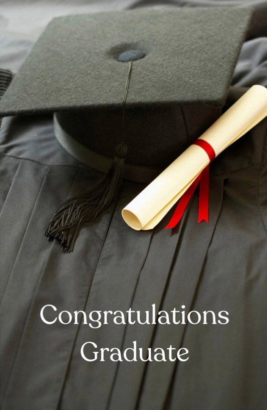 Congratulations Graduate With Cap, Gown And Diploma