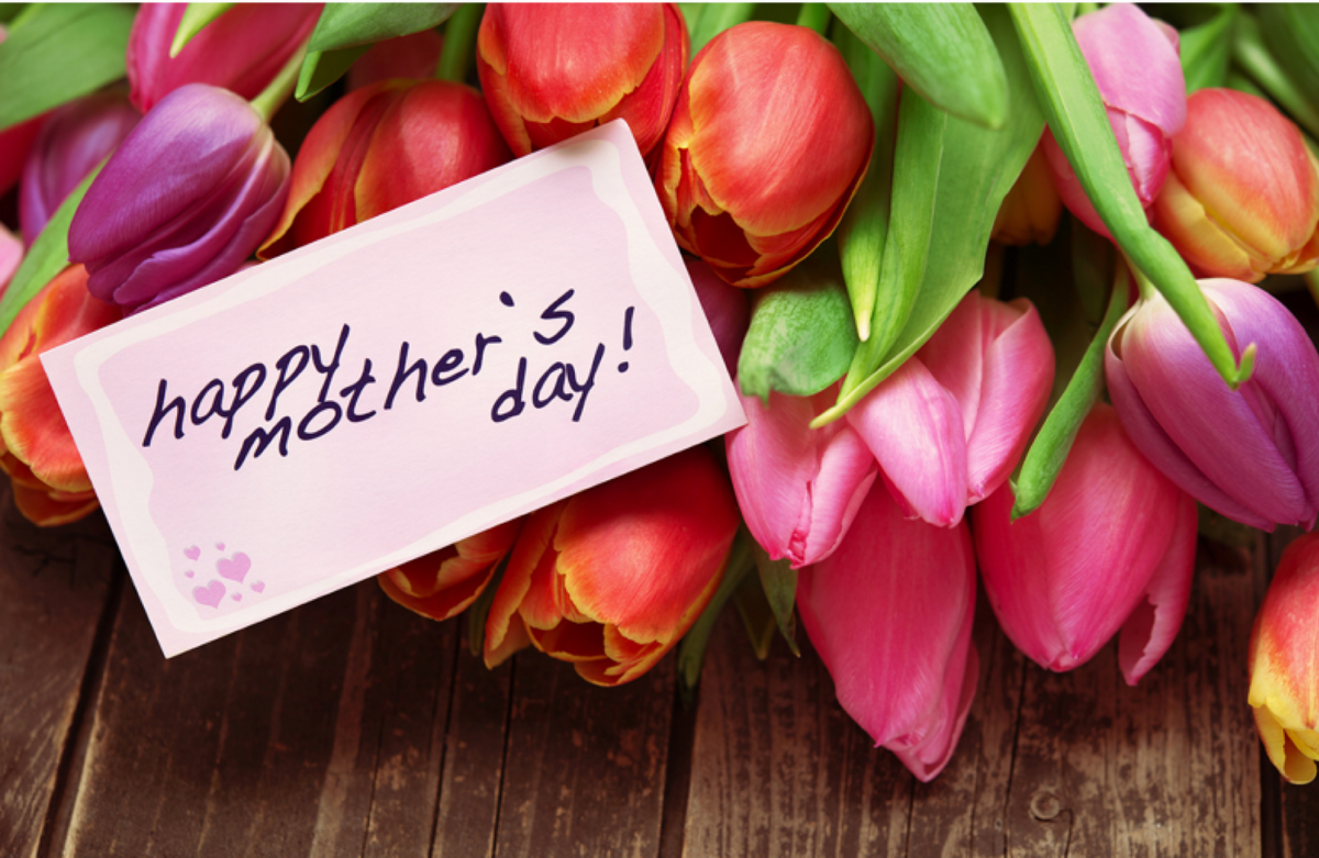 Happy Mother’s Day With Multicolored Tulips