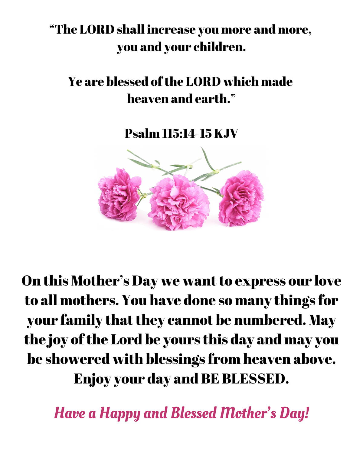 Happy Mother’s Day With Pink And White Flowers