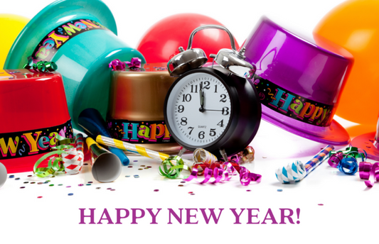Happy New Year With Clock And Hats