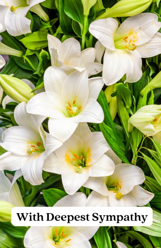 With Deepest Sympathy With White Lilies