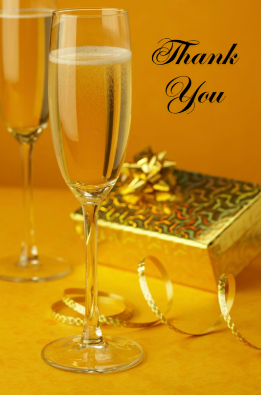 Thank You With Champagne Glasses And Gift