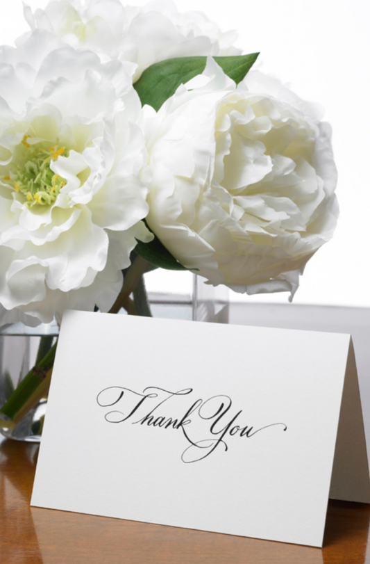 Thank You With Card And White Flowers